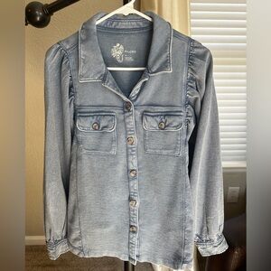 Anthropologie Pilcro Puff-Sleeved Button Long Sleeve Top XS
